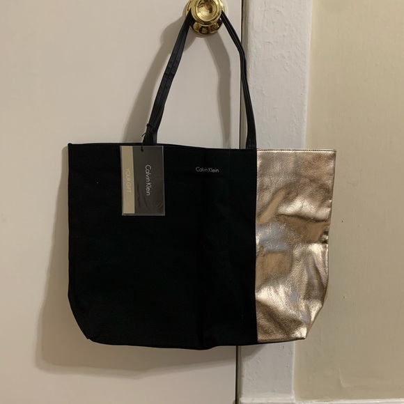 Calvin Klein Handbags - Calvin Klein Black And Gold Tote NWT